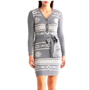 Lucky Brand Snowflake Geometric Cardigan Sweater Dress~Size L~NWT